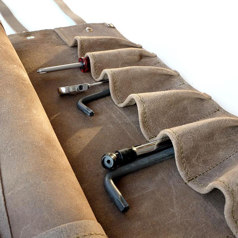 Sacoche Moto En Cuir Tressé - Pour Outils, Dimensions 30,5x10,2x14cm, Fixation Par Boucles Et Sangles, Résistant