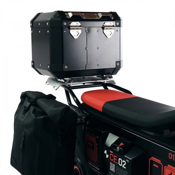 Top Case Atlas Aluminium 36L + Porte-Bagages Arrière BMW CE 02 avec Poignées Passager