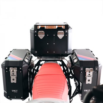 Top Case Atlas Aluminium 36L + Porte-Bagages Arrière BMW R12 G/S avec Poignées Passager