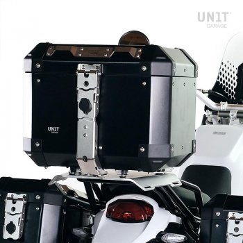 Top case Atlas en aluminium 36L + porte-bagages arrière Ducati Desert X avec poignées passager