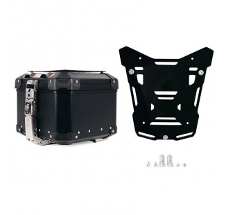 Top case universel en aluminium Atlas 44L + Plaque top case Atlas Noir pour porte-bagages d'origine BMW R1300GS ADV