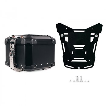 Top case universel en aluminium Atlas 44L + Plaque top case Atlas Noir pour porte-bagages d'origine BMW R1300GS ADV