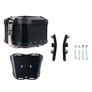 Top case universel en aluminium Atlas 44L + Plaque Husqvarna Norden 901 pour top case Atlas avec support