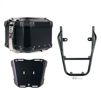 Top case universel en aluminium Atlas 44L + Porte-bagages BMW CE 02 avec poignées passager