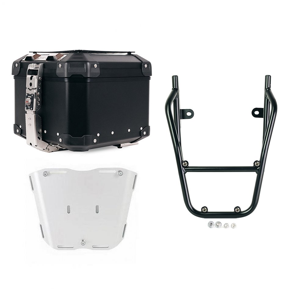 Top case universel en aluminium Atlas 44L + Porte-bagages BMW CE 02 avec poignées passager