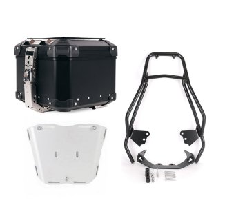 Top case universel en aluminium Atlas 44L + Porte-bagages avec poignées passager BMW F450GS