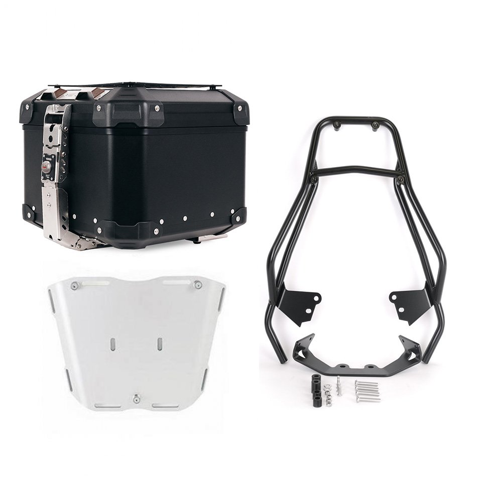 Top case universel en aluminium Atlas 44L + Porte-bagages avec poignées passager BMW F450GS