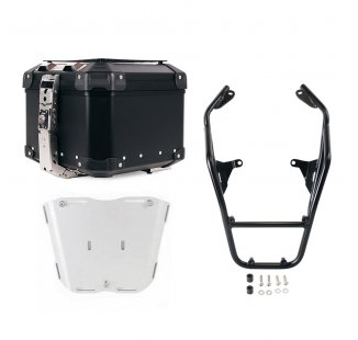 Top case universel en aluminium Atlas 44L + Porte-bagages BMW R12 G/S avec poignées passager