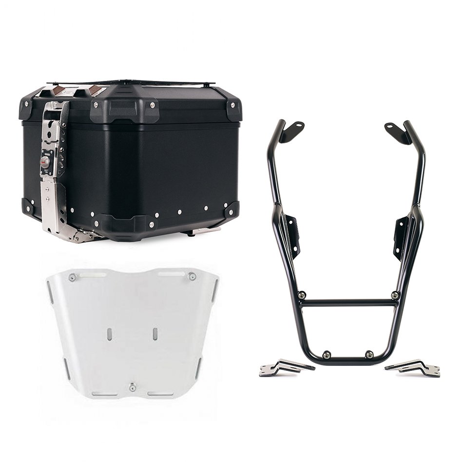 Top case universel en aluminium Atlas 44L + Porte-bagages BMW R12 NineT avec poignées passager