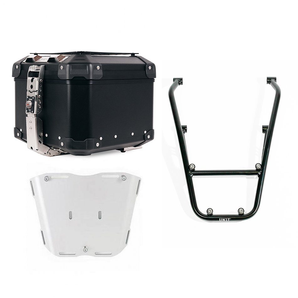 Top case universel en aluminium Atlas 44L + Porte-bagages avec poignées passager BMW R12
