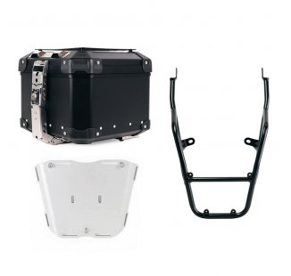 Top case universel en aluminium Atlas 44L + Porte-bagages Royal Enfield Bear 650 avec poignées passager