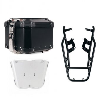 Top case universel en aluminium Atlas 44L + porte-bagages NineT avec poignées passager pour fixation de plaque de top case