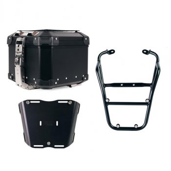 Top case universel en aluminium Atlas 44L + Porte-bagages arrière avec poignées passager Fantic Caballero 125-250-500