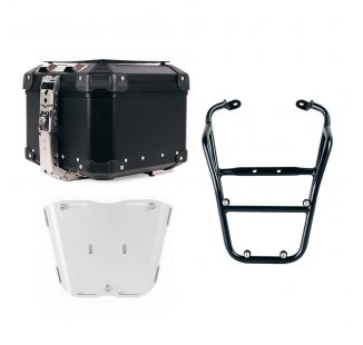 Top case universel en aluminium Atlas 44L + Porte-bagages arrière avec poignées passager Fantic Caballero 125-250-500