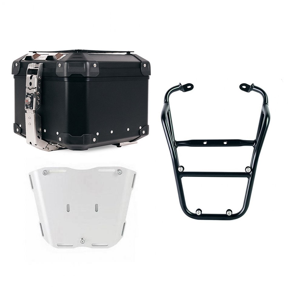 Top case universel en aluminium Atlas 44L + Porte-bagages arrière avec poignées passager Fantic Caballero 125-250-500