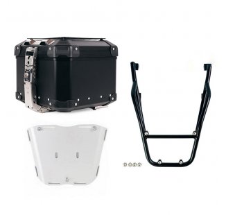 Top case universel en aluminium Atlas 44L + Porte-bagages arrière avec poignées passager Honda CL (couleur noire)