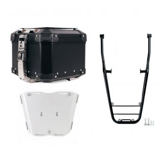 Top case universel en aluminium Atlas 44L + Porte-bagages arrière avec poignées passager Moto Guzzi V7 Sport (à partir de 2025)