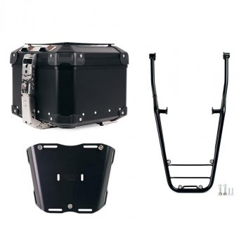 Top case universel en aluminium Atlas 44L + Porte-bagages arrière avec poignées passager Moto Guzzi V7 Sport (à partir de 2025)