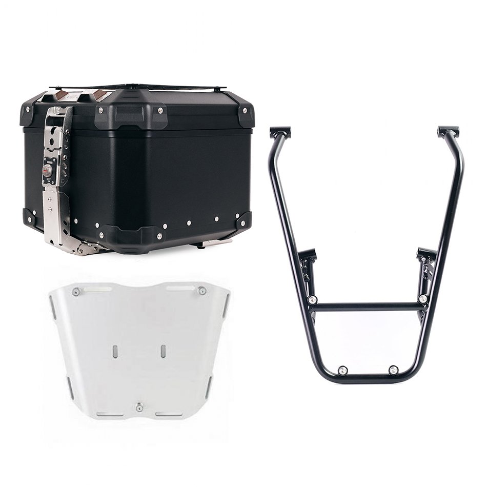 Top case universel en aluminium Atlas 44L + Porte-bagages arrière avec poignées passager Royal Enfield Guerrilla 450