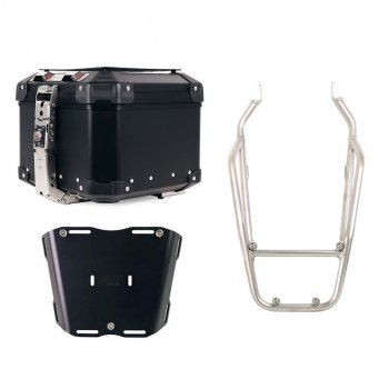 Top case universel en aluminium Atlas 44L + Porte-bagages arrière avec poignées passager Triumph Scrambler 1200 X & XE