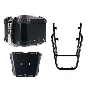 Top case universel en aluminium Atlas 44L + Porte-bagages arrière avec poignées passager Triumph Scrambler 400
