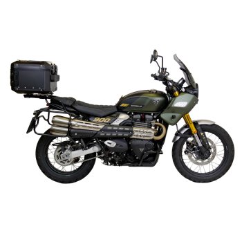 Top case universel en aluminium Atlas 44L + Porte-bagages arrière avec poignées passager Triumph Street Scrambler 900 (à partir de 2026)