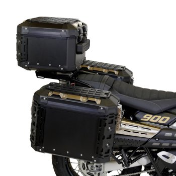Top case universel en aluminium Atlas 44L + Porte-bagages arrière avec poignées passager Triumph Street Scrambler 900 (à partir de 2026)
