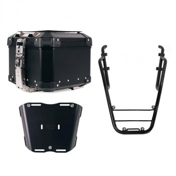 Top case universel en aluminium Atlas 44L + Porte-bagages arrière avec poignées passager Triumph Trident 660