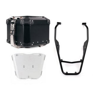Top case universel en aluminium Atlas 44L + Porte-bagages arrière avec poignées passager Yamaha Ténéré 700