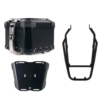 Top case universel en aluminium Atlas 44L + Porte-bagages arrière noir avec poignées passager Triumph Scrambler 1200 X & XE