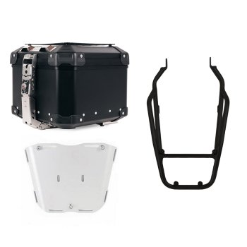 Top case universel en aluminium Atlas 44L + Porte-bagages arrière noir avec poignées passager Triumph Scrambler 1200 X & XE