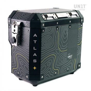 Sac en aluminium Atlas 34L sur le côté du silencieux