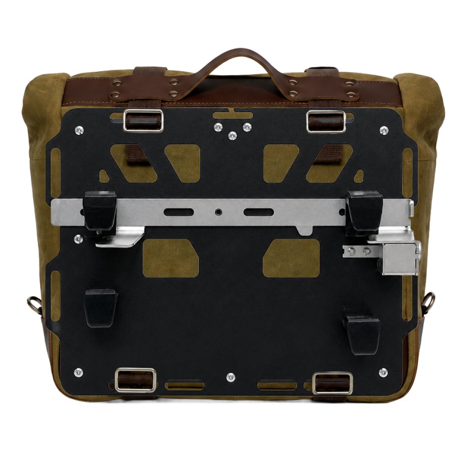 Sacoche latérale Cult en cuir fendu 40L - 50L + Plaque en aluminium droite BMW R1300GS ADV