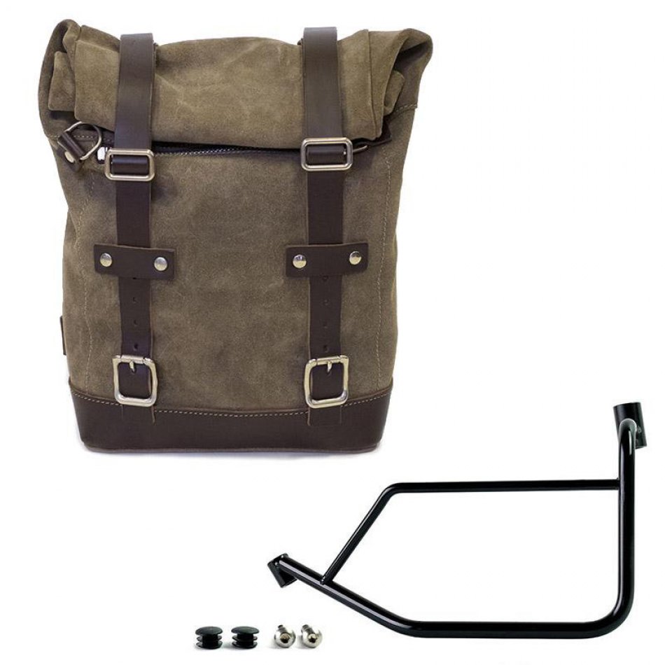 Sacoche Latérale Daim Ciré 10L-14L + Cadre Gauche Ducati DesertX