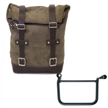 Sacoche Latérale en Croûte de Cuir 10L-14L + Cadre Gauche Royal Enfield Guerrilla 450