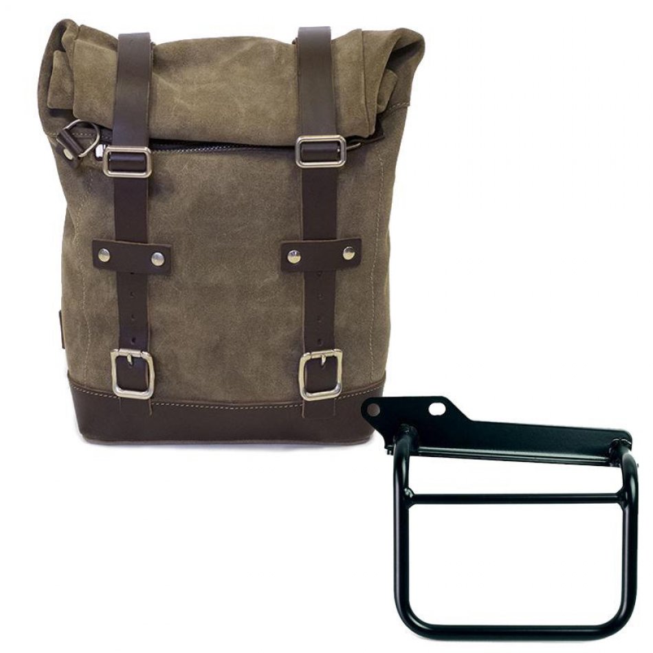Sac à croûte en cuir 10L-14L + Cadre Royal Enfield Himalayan, Scram 411 Gauche