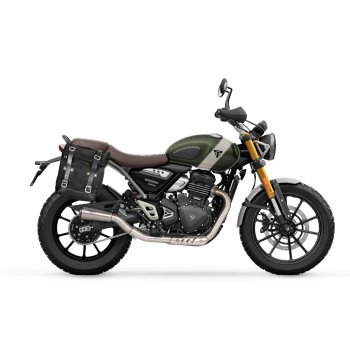 Sacoche latérale en croûte de cuir 10L-14L + Cadre Thriumph Scrambler 400 X DX (Uniquement compatible avec notre code échappement bas : 4206Low)