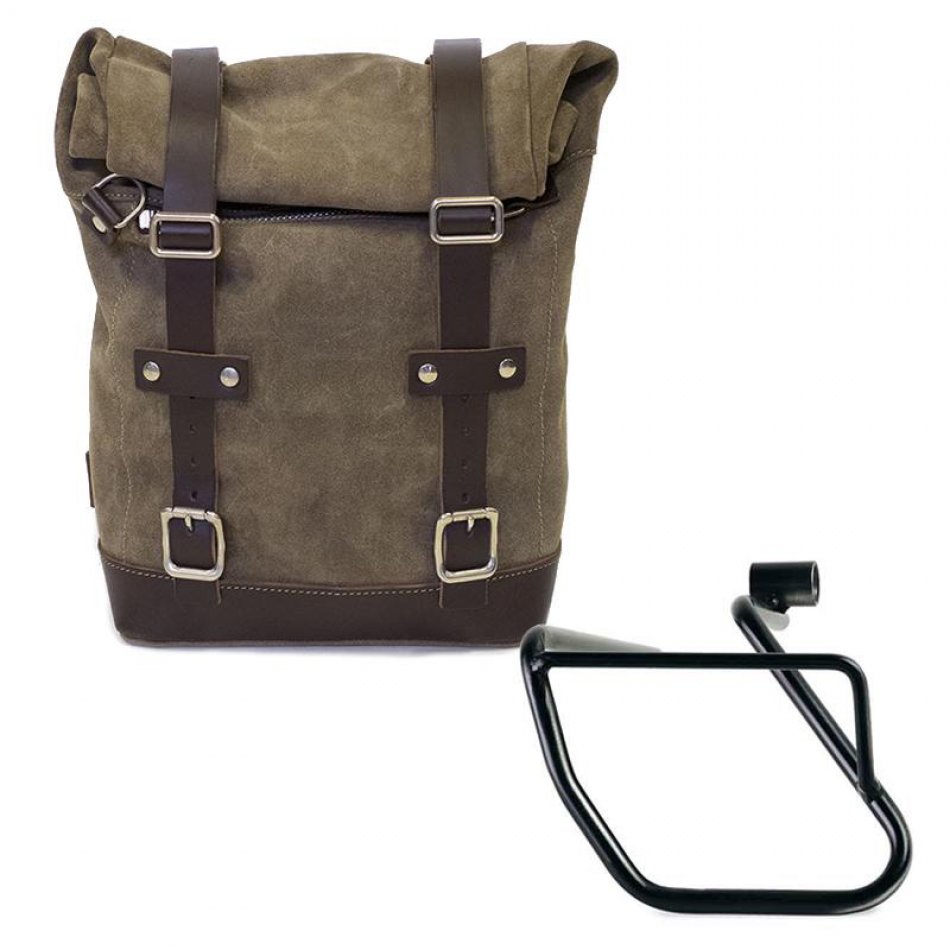 Sacoche latérale en daim ciré + cadre Aprilia Tuareg 660 SX