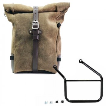 Sacoche latérale Pure en cuir croûte  + Honda CL Cadre Gauche