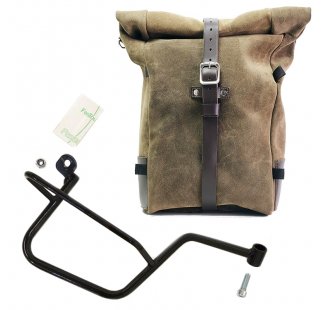 Sacoche latérale Pure en cuir croûte  + Châssis Moto Guzzi V7 Droite