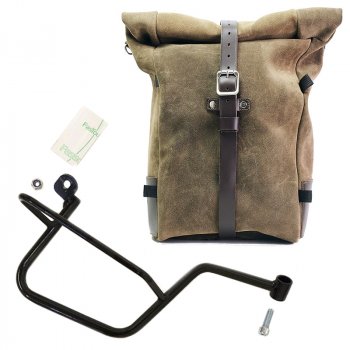 Sacoche latérale Pure en cuir croûte  + Châssis Moto Guzzi V7 Droite