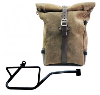 Sacoche latérale Pure en cuir croûte + Cadre droit Moto Guzzi V7 EURO5