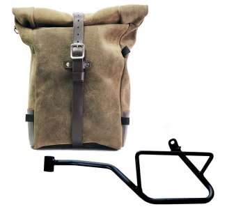 Sacoche latérale Pure en cuir croûte  + Cadre gauche Moto Guzzi V7 EURO5