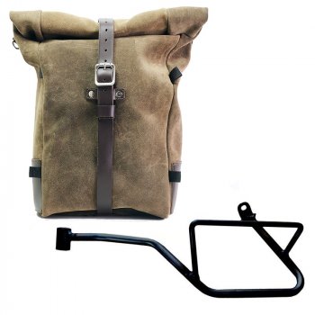 Sacoche latérale Pure en cuir croûte  + Cadre gauche Moto Guzzi V7 EURO5