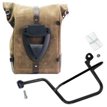 Sacoche latérale Pure en cuir croûte  + Châssis Moto Guzzi V7 gauche