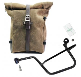 Sacoche latérale Pure en cuir croûte  + Châssis Moto Guzzi V7 gauche