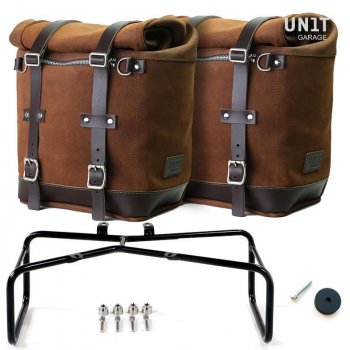 Deux sacs latéraux en cuir fendu + double cadre NineT