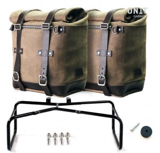 Deux sacs latéraux en cuir fendu + double cadre NineT