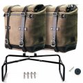 Sacoche latérale Scram en cuir fendu 22L-30L + Cadre Double NineT