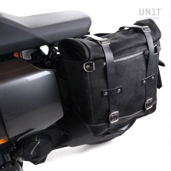 Sacoche latérale en daim ciré + cadre Aprilia Tuareg 660 SX